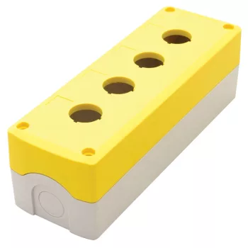   Tracon NYGD-4YE Összeállított tokozat nyomógombokhoz, sárga, 4-es d=22,5, IP65, 2×PG-13,5