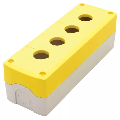 Tracon NYGD-4YE Összeállított tokozat nyomógombokhoz, sárga, 4-es d=22,5, IP65, 2×PG-13,5