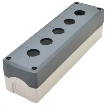   Tracon NYGD-5GR Összeállított tokozat nyomógombokhoz, szürke, 5-es d=22,5, IP65, 2×PG-13,5