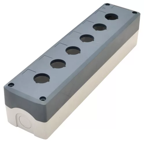 Tracon NYGD-6GR Összeállított tokozat nyomógombokhoz, szürke, 6-es d=22,5, IP65, 2×PG-13,5