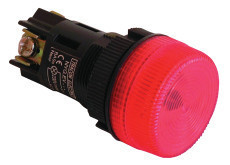 Tracon NYGEV164PT Tokozott jelzőlámpa, műanyag testű, piros, izzó nélkül 0,4A/250V AC, d=22mm, IP44