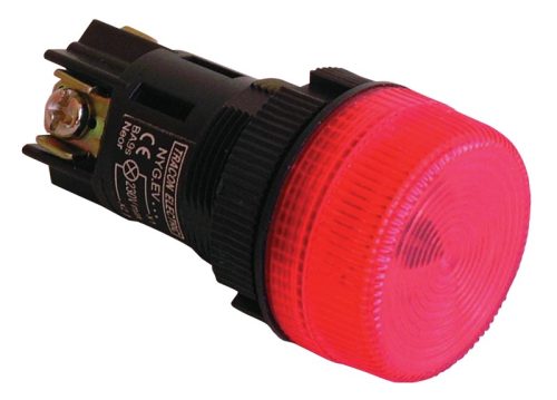 Tracon NYGEV164P Jelzőlámpa, műanyag testű, piros, izzó nélkül 0,4A/250V AC, d=22mm, IP42