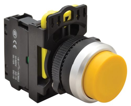 Tracon NYK3-HY Kiálló nyomókapcsoló, sárga 1×NO, 5A/230V AC-15, IP42