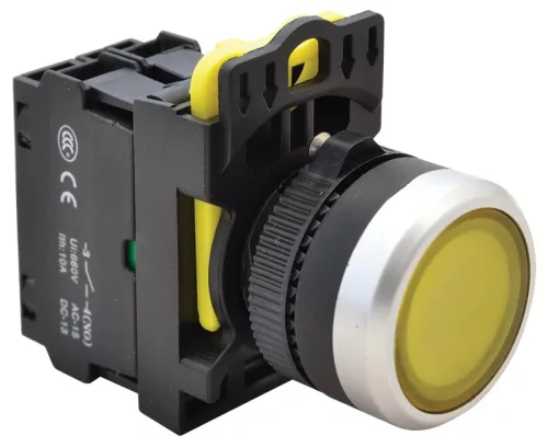 Tracon NYK3-LY Világító nyomókapcsoló, sárga 1×NO, 5A/230V AC-15, IP65, LED 230V AC/DC