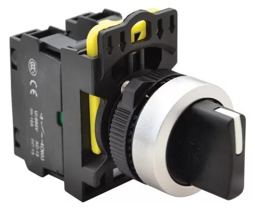 Tracon NYK3-S32BK Karos kapcsoló, háromállású, rugóvisszatérítéses jobbról 2×NO, 5A/230V AC-15, IP65
