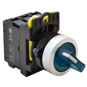   Tracon NYK3-SL21B Világítókaros kapcsoló, kék, LED, kétállású 1×NO+1×NC, 5A/230V AC-15, IP65, LED 230V AC/DC