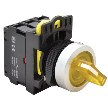   Tracon NYK3-SL24Y Világítókaros kapcsoló, sárga, LED, kétállású, rugóvissza 1×NO+1×NC, 5A/230V AC-15, IP65, LED 230V AC/DC