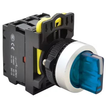   Tracon NYK3-SL31B Világítókaros kapcsoló, kék, LED, háromállású 1×NO+1×NC, 5A/230V AC-15, IP65, LED 230V AC/DC