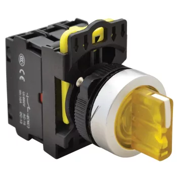   Tracon NYK3-SL31Y Világítókaros kapcsoló, sárga, LED, háromállású 1×NO+1×NC, 5A/230V AC-15, IP65, LED 230V AC/DC