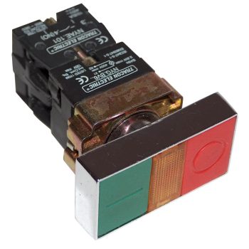   Tracon NYKK8365 Kettős BE-KI nyomógomb, fémalap, zöld+piros jelzőfény 1×NC+1×NO, 3A/400V AC, IP42