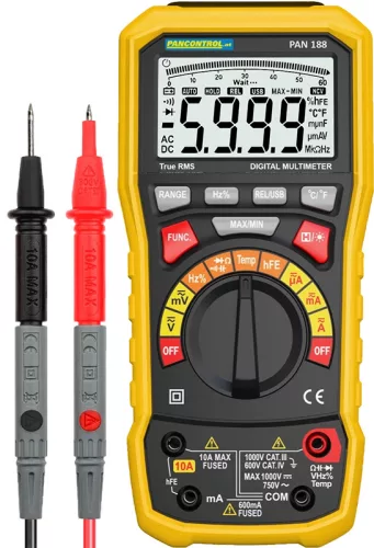 Tracon PAN188, Digitális multiméter True RMS DCV, ACV, DCA, ACA, OHM, C, °C, dioda
