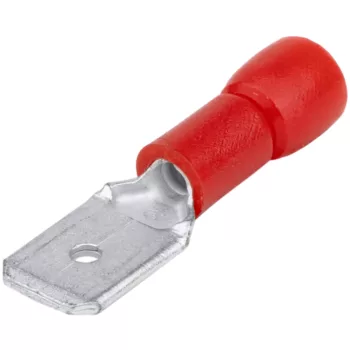   Tracon PCS6, Szigetelt rátolható csatlakozó csap, sárgaréz, piros 6,3×0,8mm, 1,5mm2