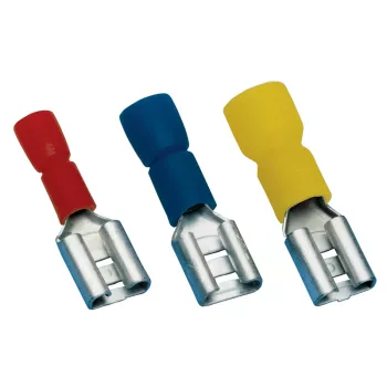 Tracon PCSH5-HF szigetelt rátolható csatlakozó hüvely sárgaréz piros 4,8×0,8 mm