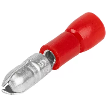   Tracon PH4, Szigetelt hengeres csatlakozó dugó, elektrolitréz, piros 1,5mm2, (d1=1,7mm, d2=4mm), PVC