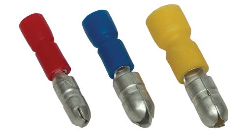 Tracon PH4, Szigetelt hengeres csatlakozó dugó, elektrolitréz, piros 1,5mm2, (d1=1,7mm, d2=4mm), PVC