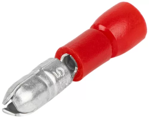 Tracon PH4, Szigetelt hengeres csatlakozó dugó, elektrolitréz, piros 1,5mm2, (d1=1,7mm, d2=4mm), PVC