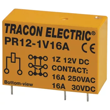   Tracon PR12-1V16A Print relé 12V DC / 1×CO (16A, 230V AC / 30V DC)