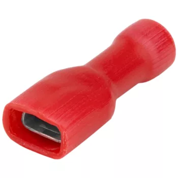   Tracon PTCSH3, Teljes szigetelésű rátolható csatl. hüvely, sárgaréz, piros 1,5mm2, 2,8×0,5mm