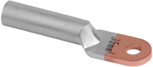 Tracon RA35-10, Szigeteletlen réz-alumínium szemes csősaru 35mm2, M8, (d1=8,5mm, d2=10,5mm)
