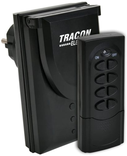 Tracon RCS11-IP, Távkapcsolós csatlakozóaljzat, 1 aljzat, 1 távírányító, IP44 230VAC, 50Hz, 3600W, IP44, 433,92MHz