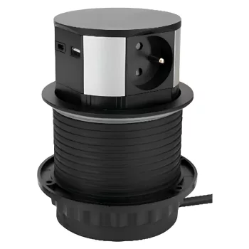 Tracon RE1003USB asztali aljzat előugró 3×Schuko USB-A USB-C