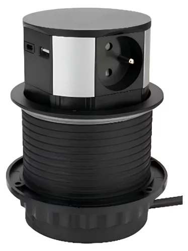 Tracon RE1003USB asztali aljzat előugró 3×Schuko USB-A USB-C