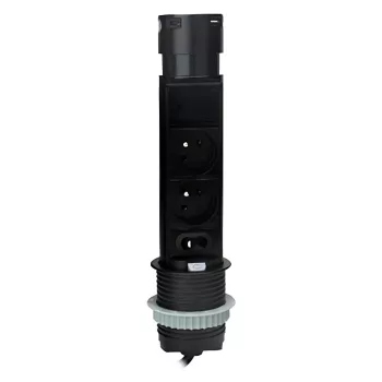 Tracon RE603USB asztali aljzat kihúzható 3×Schuko USB-A USB-C