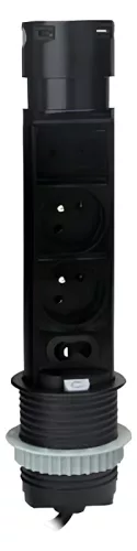 Tracon RE603USB asztali aljzat kihúzható 3×Schuko USB-A USB-C