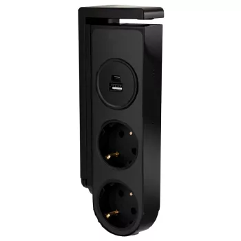 Tracon RECS2USB asztali aljzat csíptethető 2×Schuko USB-A USB-C