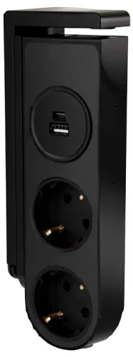 Tracon RECS2USB asztali aljzat csíptethető 2×Schuko USB-A USB-C