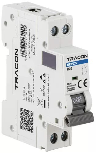 Tracon REVZNB13 kismegszakító 1+N pólus B karakterisztika 13A 6kA