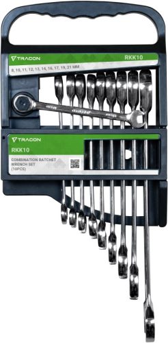 Tracon RKK10 Kombinált racsnis kulcs készlet 8,10,11,12,13,14,16,17,19,21mm