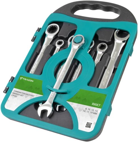 Tracon RKK7 Kombinált racsnis kulcs készlet 8,10,12,13,14,17,19mm