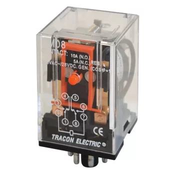   Tracon RM08-12AC Ipari relé 12V AC / 2×CO, (3A, 230V AC / 28V DC)