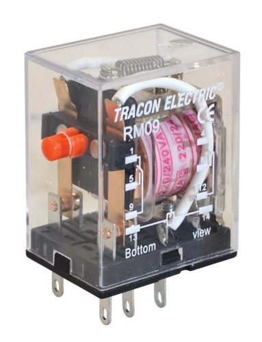 Tracon RM09-110AC Miniatűr relé 110V AC / 2×CO, (3A, 230V AC / 28V DC)