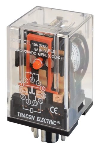 Tracon RM11-12AC Ipari relé 12V AC / 3×CO, (3A, 230V AC / 28V DC)