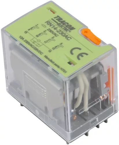 Tracon RN14-24DC Miniatűr teljesítményrelé 24V DC / 4×CO (12A, 230V AC / 28V DC)
