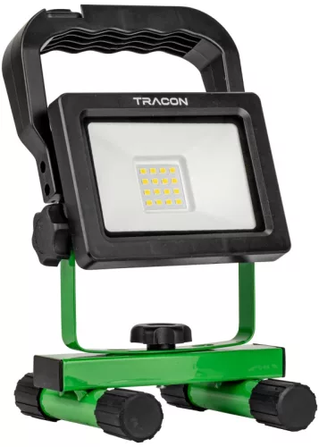 Tracon RSMDAF10W Hordozható akkumulátoros LED fényvető +USB töltő 110-240 VAC, 10W, IP54, 3,7V, 2,2Ah, 800lm, 4000K