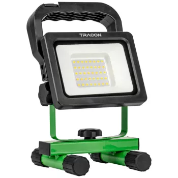   Tracon RSMDAF20W Hordozható akkumulátoros LED fényvető +USB töltő 110-240 VAC, 20W, IP54, 3,7V, 2,2Ah, 1600lm, 4000K