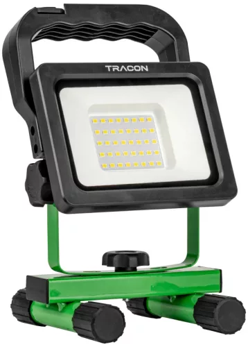 Tracon RSMDAF20W Hordozható akkumulátoros LED fényvető +USB töltő 110-240 VAC, 20W, IP54, 3,7V, 2,2Ah, 1600lm, 4000K
