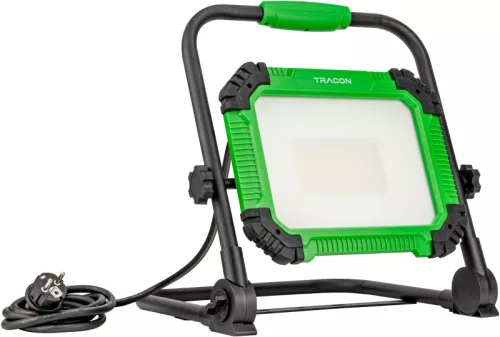 Tracon RSMDAWS100W Hordozható LED szerelő fényvető SCHUKO csatlakozóaljzattal 220-240VAC,100W,9000lm,IP44,4000K,1,5m,SCHUKO, 2600W,EEI=F