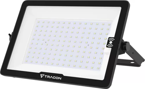 Tracon RSMDHM100W LED fényvető CREE chippel és mozgásérzékelővel, fekete, 220-240V AC, 100W, 4000K, IP66, 13000lm, EEI=E