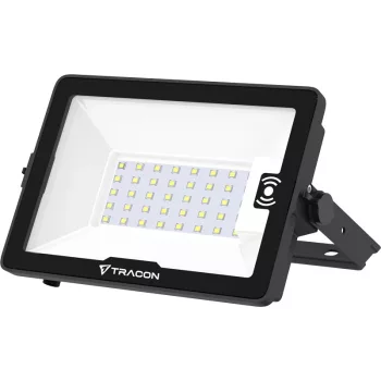 Tracon RSMDHM30W LED fényvető CREE chippel és mozgásérzékelővel, fekete, 220-240V AC, 30W, 4000K, IP66, 3900lm, EEI=E