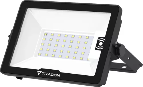 Tracon RSMDHM30W LED fényvető CREE chippel és mozgásérzékelővel, fekete, 220-240V AC, 30W, 4000K, IP66, 3900lm, EEI=E