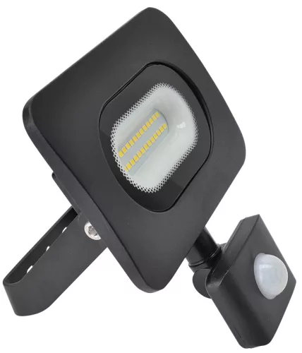 Tracon RSMDLM10H, SMD fényvető mozgásérzékelővel, fekete 220-240V,10W,4000K,IP65, 750lm,,120°, 10s-7min, 3-10m