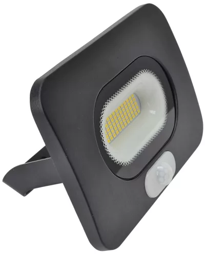 Tracon RSMDLM30, Fekete SMD fényvető mozgásérzékelővel 30W, 4000K, IP65, 220-240V AC, 2700lm, 110°, 3-10m,