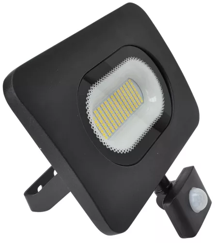 Tracon RSMDLM50H, SMD fényvető mozgásérzékelővel, fekete 220-240V,50W,4000K,IP65,3750lm,,120°, 10s-7min, 3-10m