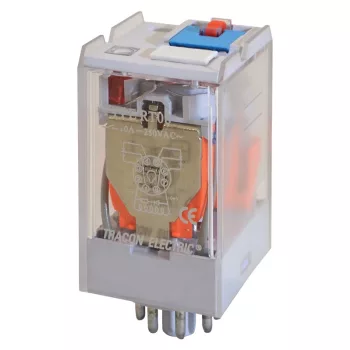   Tracon RT08-24DC Ipari teljesítmény relé 24V DC / 2×CO (10A, 230V AC / 28V DC)