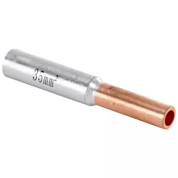   Tracon RT25/35, Szigeteletlen réz-alumínium (Cu-Al) toldóhüvely 25/35mm2, (d1=7,3mm, d2=8mm)