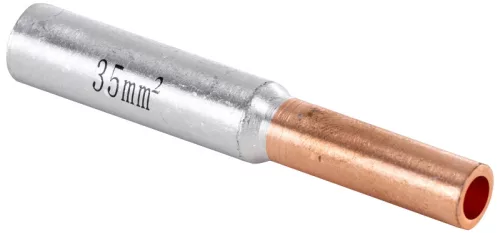 Tracon RT25/35, Szigeteletlen réz-alumínium (Cu-Al) toldóhüvely 25/35mm2, (d1=7,3mm, d2=8mm)